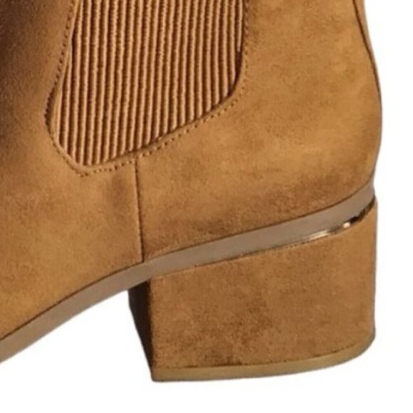 Express SZ 6 Chelsea Tan faux suede look ankle boot modern western retro essenti - Picture 5 of 13